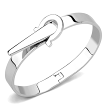 Rhodium Brass Bangle Large No Stone Rhodium Plated Classic Design - $27.49