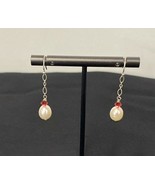 Artisan Made Cultured Pearl and Swarovski Crystal Drop Pierced Earrings - $177.74 MXN