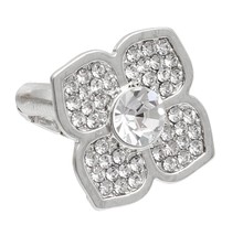 Fashion Silver Luxury Clear Rhinestone Flower Adjustable Women Jewelry - £22.71 GBP