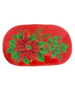 Set of 4 Vinyl Foam Back Placemats CHRISTMAS POINSETTIA HOLLY FLOWER Ova... - $18.98