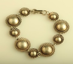 Vintage Beau Sterling Silver Flower balls Link Bracelet - £65.94 GBP