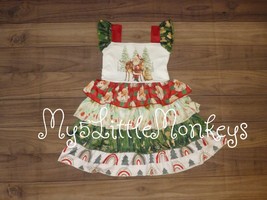 NEW Boutique Christmas Girls Tiered Ruffle Twirl Dress - £4.07 GBP+