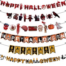 Halloween Paper Banner Skull Bloody Bunting Party Garland Hanging Decoration - £14.80 GBP