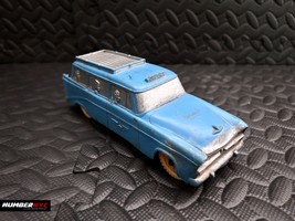 Antique Vintage Auburn Blue Station Wagon Airport Taxi Car Rubber Toy Ca... - $29.69