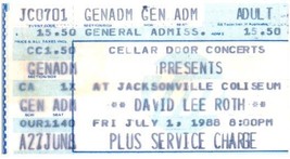 David Lee Roth Concert Ticket Stub July 1 1988 Jacksonville Florida - £19.46 GBP