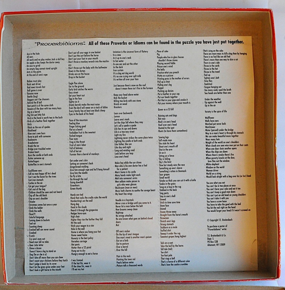COMPLETE Proverbidioms 1500 Pc Jigsaw Puzzle 24x33 T.E. Breitenbach SunsOut 1997 Item image 5