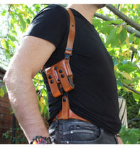 Fits Springfield XDS 4”BBL Handmade Vertical Shoulder Holster Double Mag #1158 R image 4