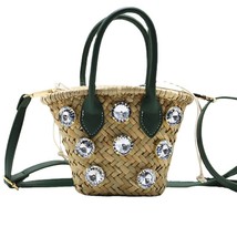 Acrylic diamond water grass woven bag hand crossbody woven diamond shoulder bag  - £36.26 GBP