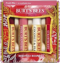  4 Pack - Burt&#39;s Bees Beeswax Bounty Fruit Mix Lip Balm Holiday Gift Set Burts - £8.17 GBP