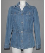 VTG Nordstrom Studio 121 Metal Buttons Light Blue 4-Pkt Denim Jacket Wm&#39;s S - $54.45 CAD