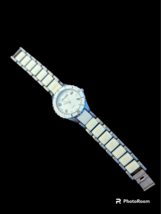 Mudd Watch Silver White Band Quartz Pearl Look MD2394/A126-05 New Battery Clasp - £6.74 GBP