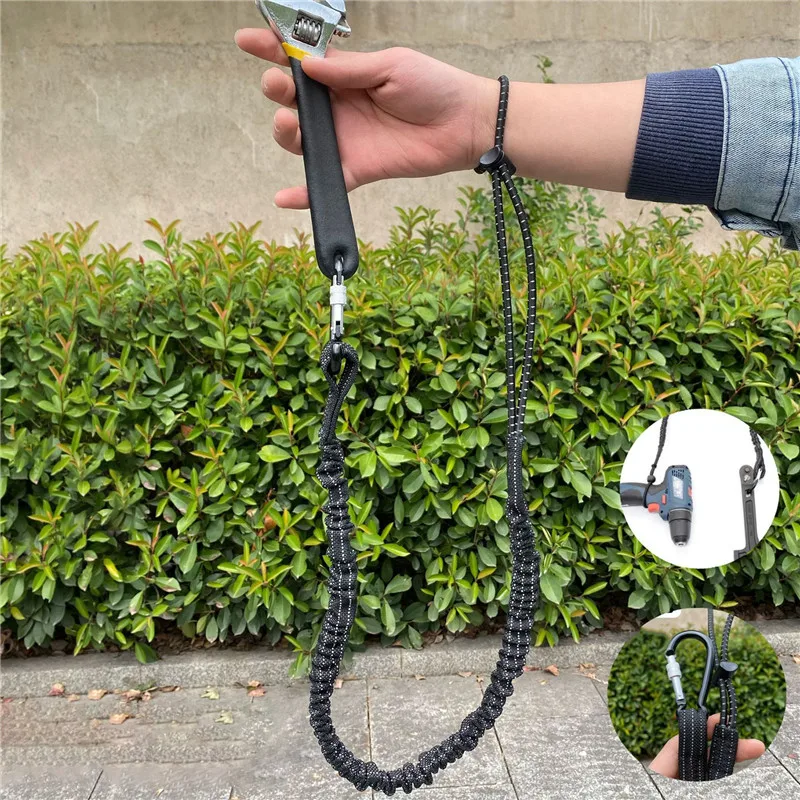 Safety Rope Safety Bungee Tether Tool Lanyard With Carabiner Hook For Climbing - £8.43 GBP+