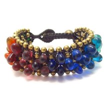 Rainbow Glass Bubbles Embedded Cotton Rope Bracelet - £9.35 GBP