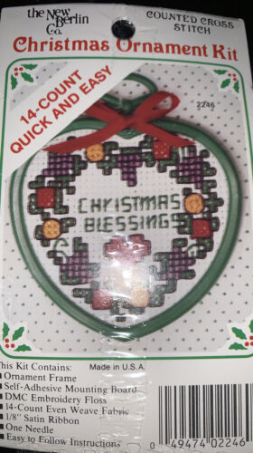 New Berlin Christmas Blessings Ornament Counted Cross Stitch Kit - Heart... - $8.79