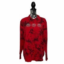 Empyre Morna Roses Red &amp; Black Tie Dye Sweatshirt Embroidered - Size Medium - $19.35