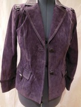 Bradley Bayou Womens Suede Leather Jacket w/ Patent Leather Trim Size XS... - $45.42