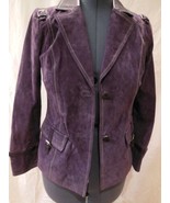 Bradley Bayou Womens Suede Leather Jacket w/ Patent Leather Trim Size XS... - £35.71 GBP