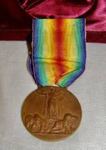 Vint. WW1 Italian Inter Allied Victory Bronze MEDAL- Unique Reverse Bronze Medal - $34.65