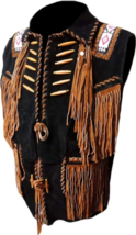 Western Wear Handmade Indian Beaded Suede Hide Fringe American Vest Cowboy Style - £63.24 GBP+