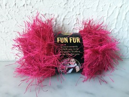 Lion Brand Yarn Fun Fur Polyester Eyelash Yarn - 1 Skein Color Raspberry #112 - £3.01 GBP