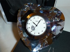 Bulova Diamond Cut Heart Shape Paperweight / Desktop Clock Time Piece  - $25.00