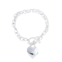 Heart Tag Chain Link Bracelet Size 6.25 Sterling Silver - £10.35 GBP