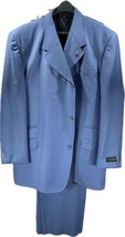 Stacy Adams Men&#39;s 3 Piece Suit Blue 3 Button Pleated Pants Single Breast... - $179.99