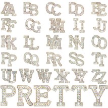 52 Pieces Rhinestone Iron On Letter Patches For Clothing White Bling Let... - $27.99