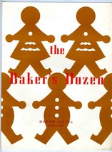 The Baker&#39;s Dozen Menu Baker Hotel Dallas Texas 1950&#39;s Gingerbread Cookie Cover - £37.85 GBP
