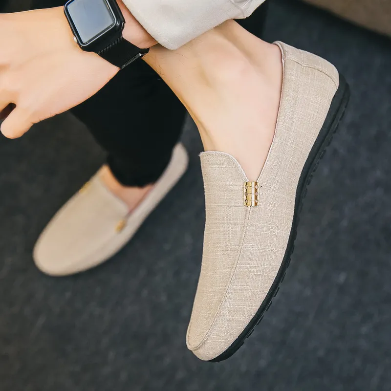 Spring Summer Men Loafers Shoes Casual Light Canvas  Men Casual Driving Shoes  T - £59.82 GBP