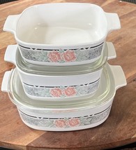 Vintage Corning Ware Silk and Roses A-2-B , A -1 1/2-b, A-1-B &amp; 2 Lids - $525.21 MXN