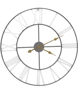 Grey/White Metal Oversized 24&quot; Round Wall Clock, Roman Numerals, Quartz ... - $1,075.93 MXN