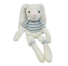 17&quot; Manhattan Toy Co 2016 White Bunny Rabbit Blue Knit Stuffed Animal Toy Plush - £44.10 GBP