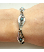 ISRAEL VINTAGE 925 STERLING SILVER NATURAL TURQUOISE BRACELET 6&quot; - $58.41