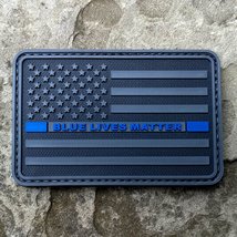 US Flag Thin Blue Line Blue Lives Matter PVC Rubber Tactical Morale Patch  Hook - £10.17 GBP