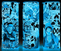 Glow in the Dark One Piece Luffy - Zoro - Nami Anime Manga Cup Mug Tumbler 20oz - £17.86 GBP