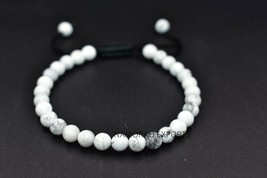 Natural White Howlite 6x6 mm Beads Thread Bracelet ATB-63 - $12.86