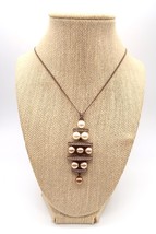 Vtg Givenchy copper color faux pearl &amp; clear rhinestone 18 in.  pendant necklace - £39.95 GBP