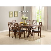 Kitchen Table Set 7-Piece Dining Room Table and Chairs Wooden Soft Padde... - £533.85 GBP