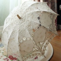 Embroidery Lace Parasol Umbrella | Victorian Lace Gothic Retro Style Wedding - £50.35 GBP