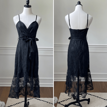 Favlux Black Metallic Lace Midi Length Cocktail Dress M L - $431.64 MXN
