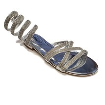 Smartty Ankle Swirl Rhinestone Embellished Flat Sandals Womens Size 7.5 Open Toe - $21.17