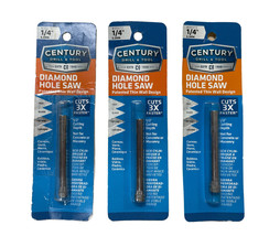 CENTURY DRILL &amp; TOOL CO., INC 1/4&quot; Diamond Hole Saw #05572 Pack of 3 - £23.22 GBP