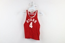 Vintage 60s 70s Boys Size 30 32 Knit Basketball Jersey Starr Red #4 USA - $39.55