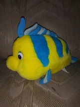 Disney Little Mermaid Flounder Plush Stuffed Animal Fish Yellow Blue Guppy 11&quot; - $24.74