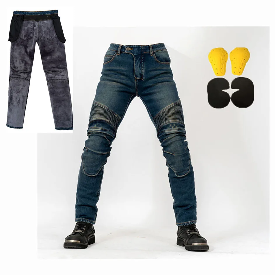 New winter motorcycle riding jeans wear-resistant plus cashmere men&#39;s anti-fall - £80.44 GBP+