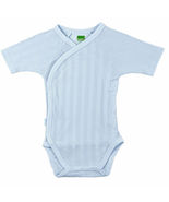 Kushies Short Sleeve Ribbed Cotton Wrap Bodysuit Blue Preemie - £9.53 GBP