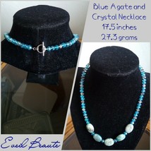 Blue Agate and Crystal Necklace - New - £16.03 GBP