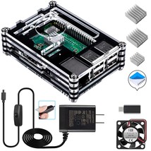 Raspberry Pi 3 B+ Case With Fan, 5V 2.5A Power Supply And 3 Heat Sinks For Raspb - £21.23 GBP