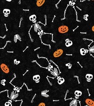 Peva Vinyl Tablecloth,60&quot; Round, Halloween White Skeletons &amp; Orange Pumpkins,P&amp;T - £13.44 GBP